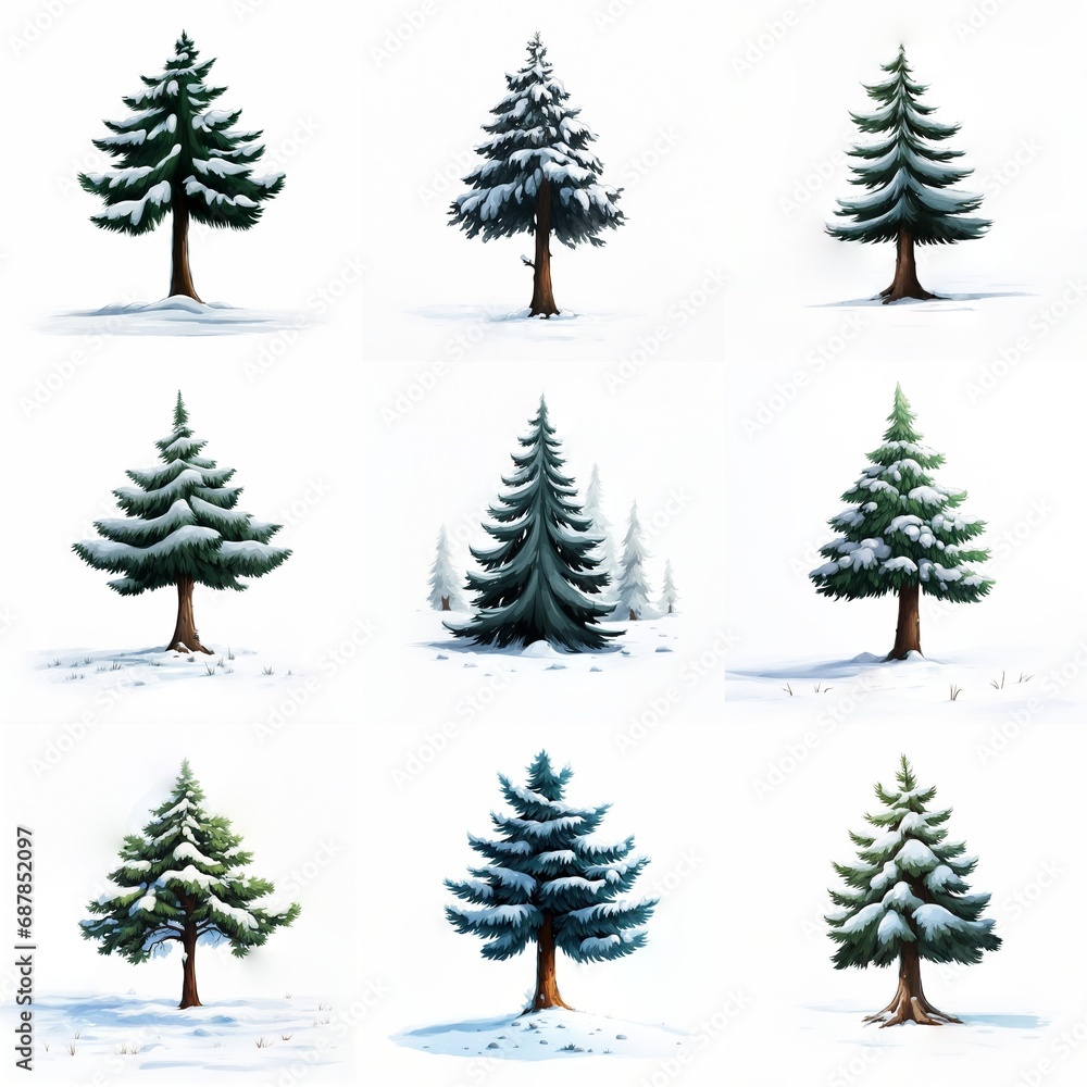 Fototapeta premium ewergreen trees set