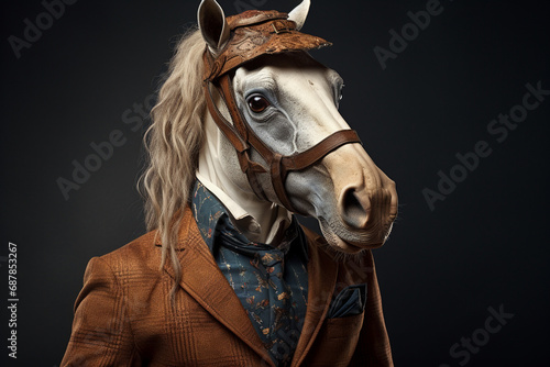 Equine Elegance: Anthropomorphized Horse in Stylish Attir