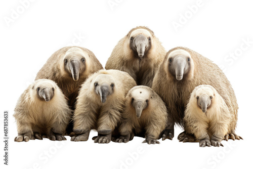 Animal Anteater Congregation Giant Group Gathering on a White or Clear Surface PNG Transparent Background