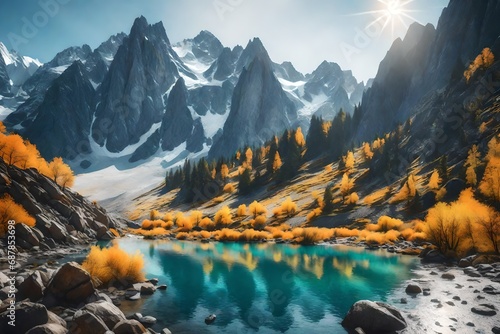 autumn in the mountains of caucasus photo