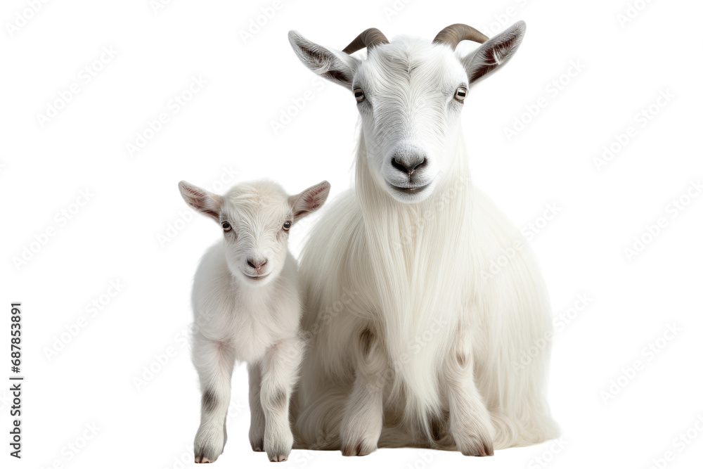 Animal Goat Parent Cherishing Kids Company on a White or Clear Surface PNG Transparent Background Animal Goat Parent Cherishing Kids Company on a White or Clear Surface PNG Transparent Background