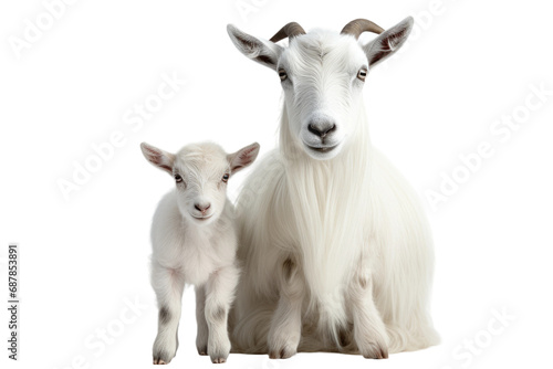 Animal Goat Parent Cherishing Kids Company on a White or Clear Surface PNG Transparent Background