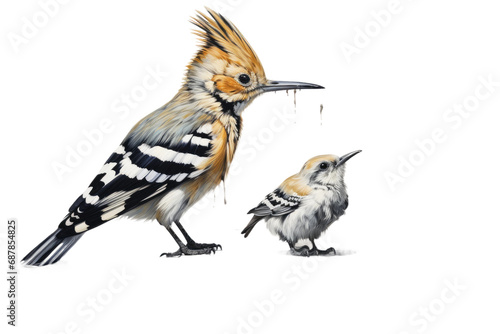 Animal Feathery Hoopoe Slithering Snake Coexistence on a White or Clear Surface PNG Transparent Background
