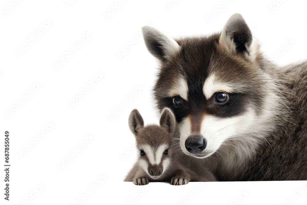 Animal Amusing Duos Horse Comical Raccoon Interaction on a White or Clear Surface PNG Transparent Background