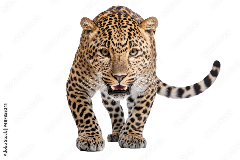 Animal Graceful Sprint Leopard in Swift Motion on a White or Clear Surface PNG Transparent Background Animal Graceful Sprint Leopard in Swift Motion on a White or Clear Surface PNG Transparent Background