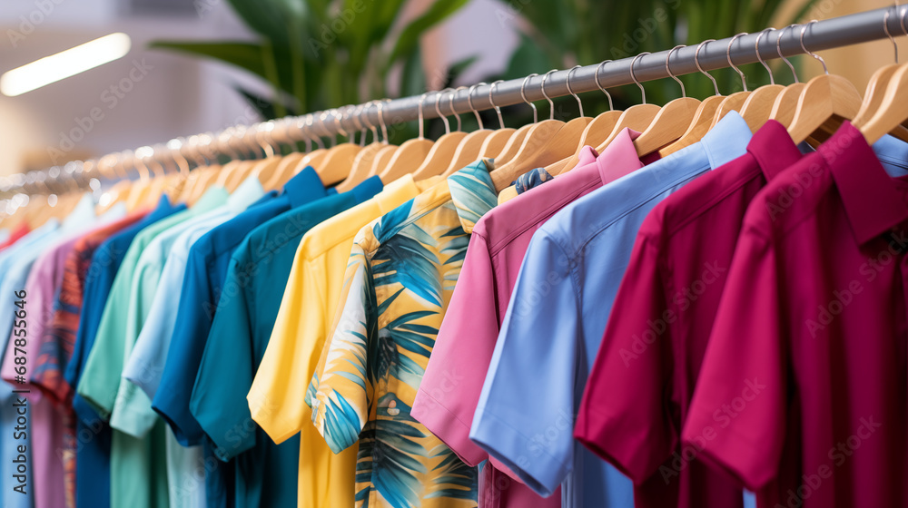 Obraz premium clothes on hangers in a shop