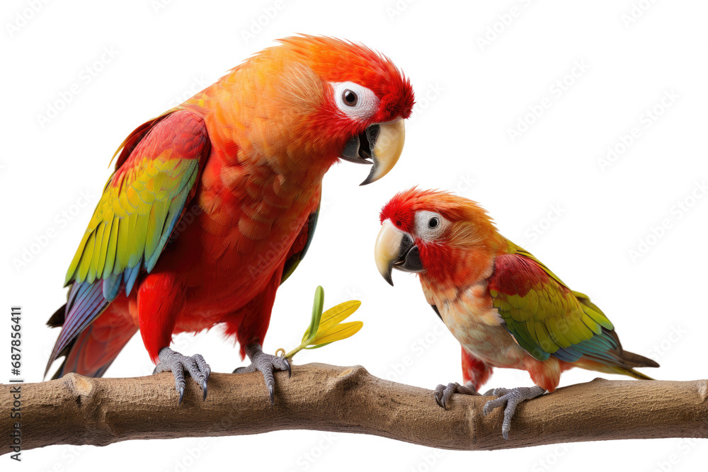 Animal Parent Child Bond Parrots Playtime Joy on a White or Clear Surface PNG Transparent Background