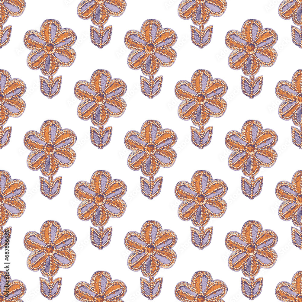 Traditional Ukrainian spring,summer Embroidery. Ethnic Single Element flower pattern with white background. Realistic Cross-Stitch 3D Embroideried flower. Traditional Ukrainian spring,summer Embroidery. Ethnic Single Element flower pattern with white background. Realistic Cross-Stitch 3D Embroideried flower.