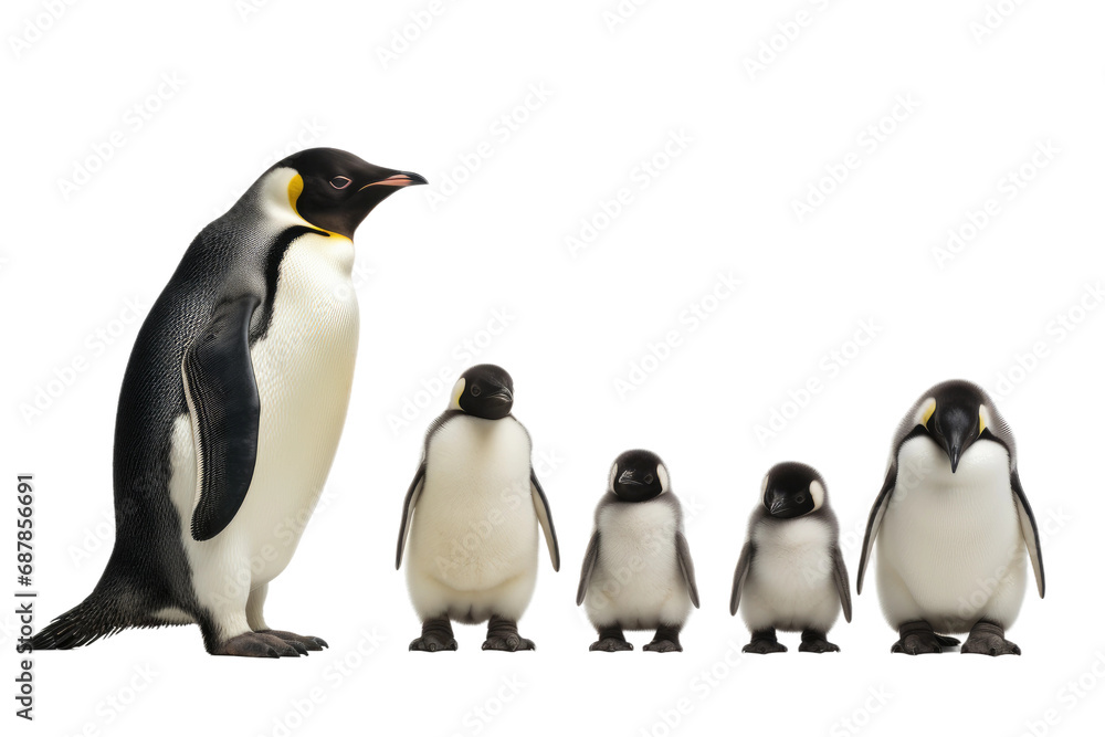 Obraz premium Animal Unified Colony Penguins Throng Together on a White or Clear Surface PNG Transparent Background