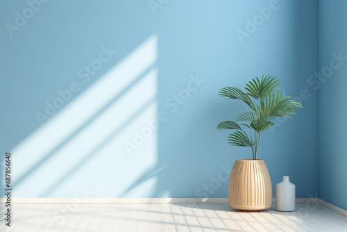 Airy Ambiance: Light and Shadow Room Simulations with a Soft Blue Wall © Cyprien Fonseca