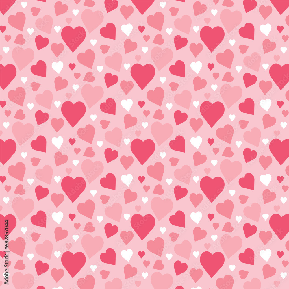 Seamless pattern with cute pink hearts. Pattern on the swatch panel.