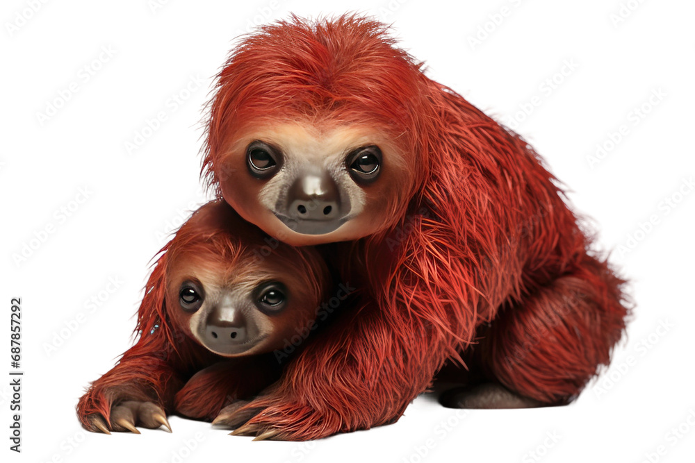 Animal Slothful Parenthood Red Two Toed Bond on a White or Clear Surface PNG Transparent Background Animal Slothful Parenthood Red Two Toed Bond on a White or Clear Surface PNG Transparent Background
