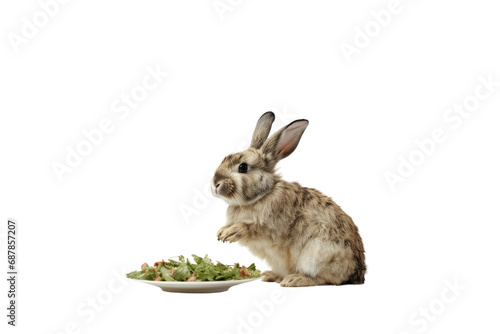 Animal Cozy Room Rabbits Carrot Munching on a White or Clear Surface PNG Transparent Background