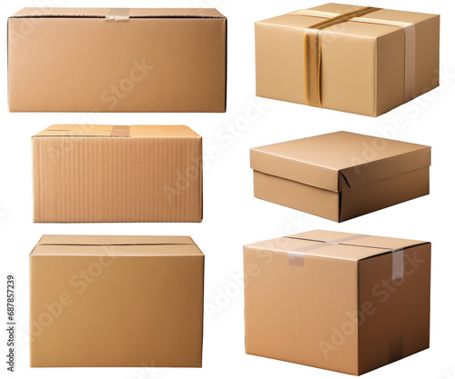 Set of 6 packaging boxes for parcels from various angles. © Jan
