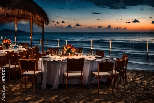 restaurant on the beach at sunset
