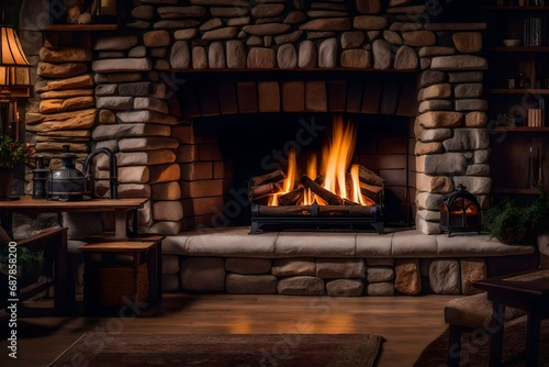 fireplace with burning logs