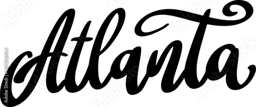 Atlanta. Lettering phrase isolated on white background.