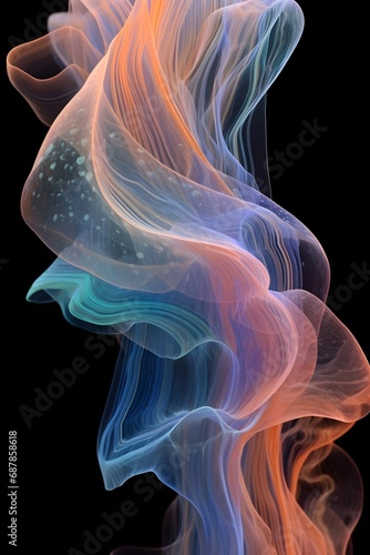 Multi colored rainbow red, purple, blue delicate smoke waves on black background HD Wallpaper