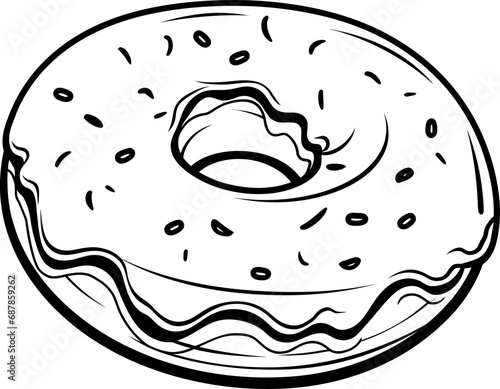 Donut silhouette icon in black color. Vector template.