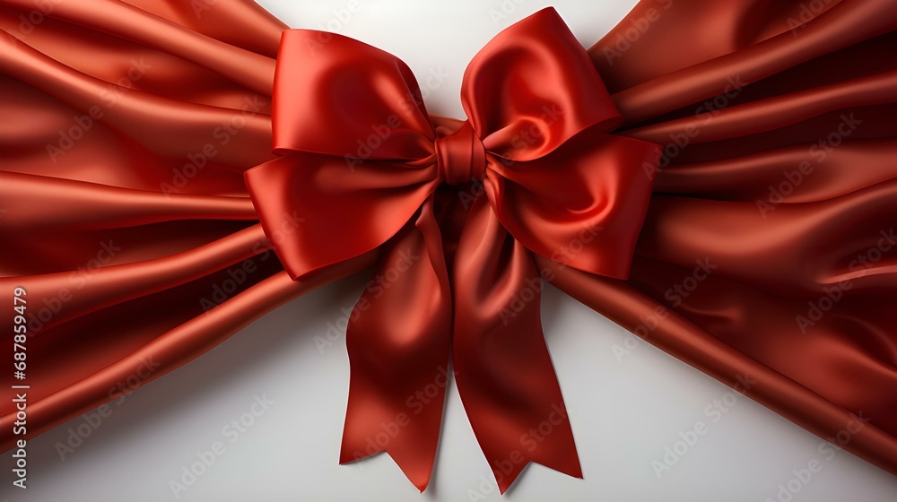 Red gift bow on a white background: postcard, screensaver, layout, congratulations, holiday, gift, surprise, bright, big Red gift bow on a white background: postcard, screensaver, layout, congratulations, holiday, gift, surprise, bright, big
