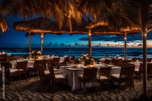 restaurant on the beach at night