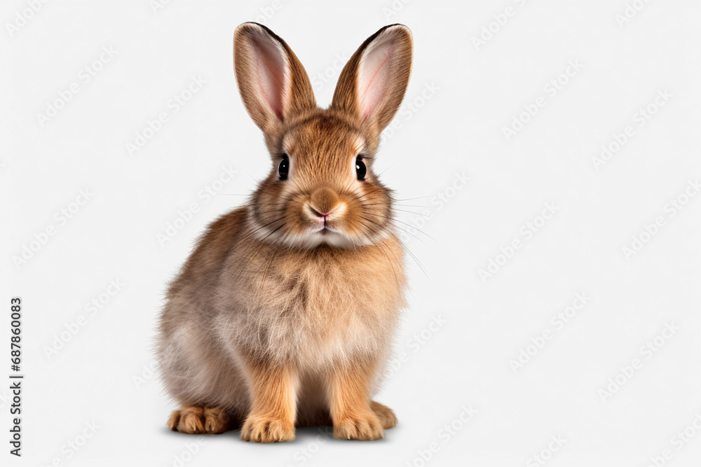 Fototapeta premium Transparent Tranquility: Rabbit Portrayed Alone in a Clear Background