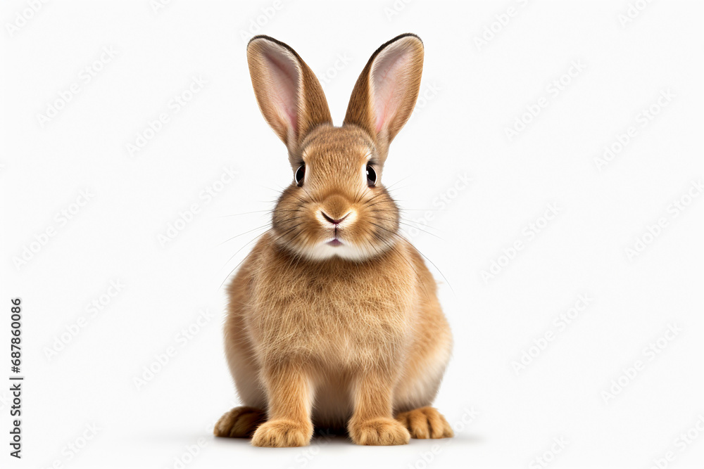 Transparent Tranquility: Rabbit Portrayed Alone in a Clear Background