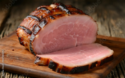 Capture the essence of Virginia Country Ham - Virginia in a mouthwatering food photography shot Generative AI photo
