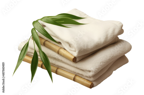Bamboo Bliss Plush Purity Bath Towel Ensemble on Transparent Background, PNG, Generative Ai