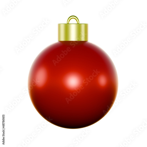 red christmas ball isolated , 3d render