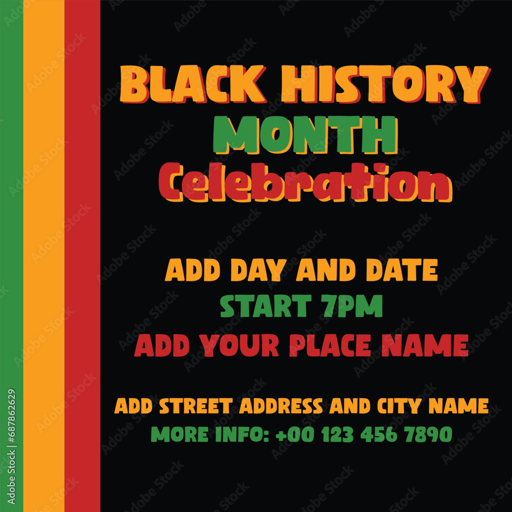 Black history month celebration poster flyer or  social media post design