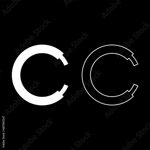 Rope line hawser cable electric circle shape for car set icon white color vector illustration image solid fill outline contour line thin flat style