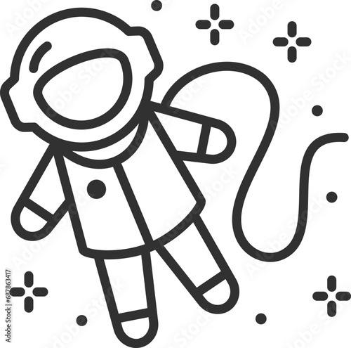 Astronaut in open space, linear icon. Line with editable stroke