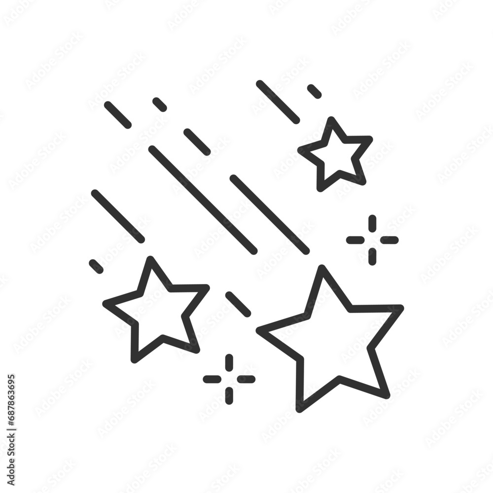 Stars fly, linear icon. Line with editable stroke Stars fly, linear icon. Line with editable stroke