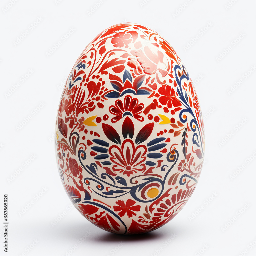 one big multi-colored painted easter egg on a white background one big multi-colored painted easter egg on a white background