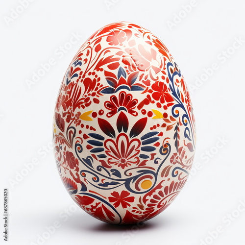 one big multi-colored painted easter egg on a white background