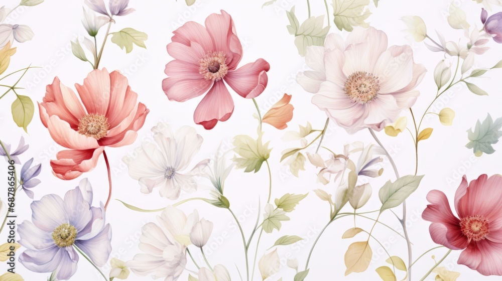 Dainty Abstract flower Bright and cute colors pattern, simple, neutral flowers on white background Seamless pattern of elegant, dainty, neutral watercolor floral for fabric, home decor, and wrapping Dainty Abstract flower Bright and cute colors pattern, simple, neutral flowers on white background Seamless pattern of elegant, dainty, neutral watercolor floral for fabric, home decor, and wrapping