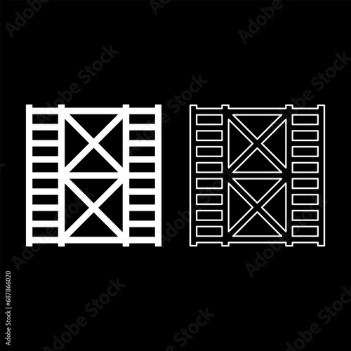 Scaffolding prefabricated construction frame floors two 2 set icon white color vector illustration image solid fill outline contour line thin flat style