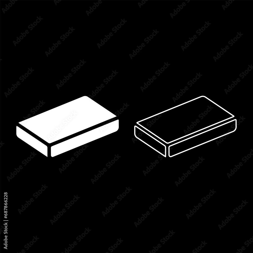 Bag of cement paper sack package component powder set icon white color vector illustration image solid fill outline contour line thin flat style Bag of cement paper sack package component powder set icon white color vector illustration image solid fill outline contour line thin flat style