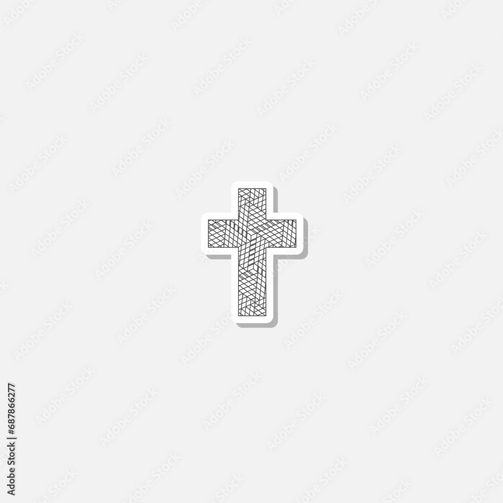 Fototapeta premium Christian cross abstract lines icon sticker isolated on gray background