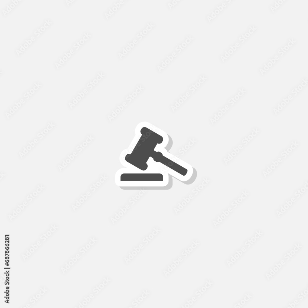 Judge hammer icon sticker isolated on gray background Judge hammer icon sticker isolated on gray background