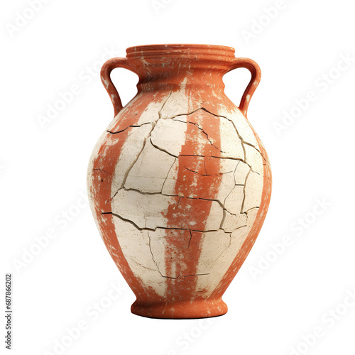 Ancient cracked amphora, cut out