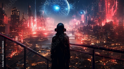 Enigmatic Cyberpunk New Year, New Year, Generative Ai © TheLogoTip