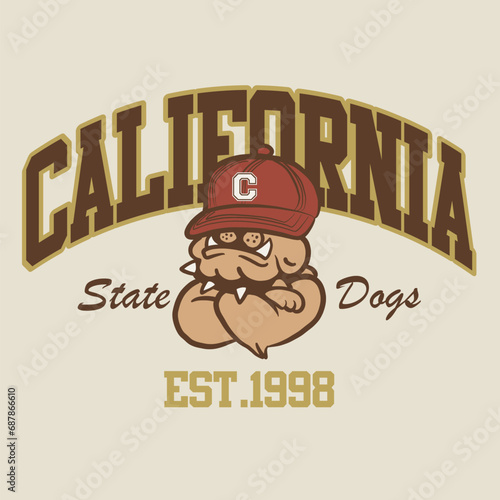California varsity design with mascot bulldog