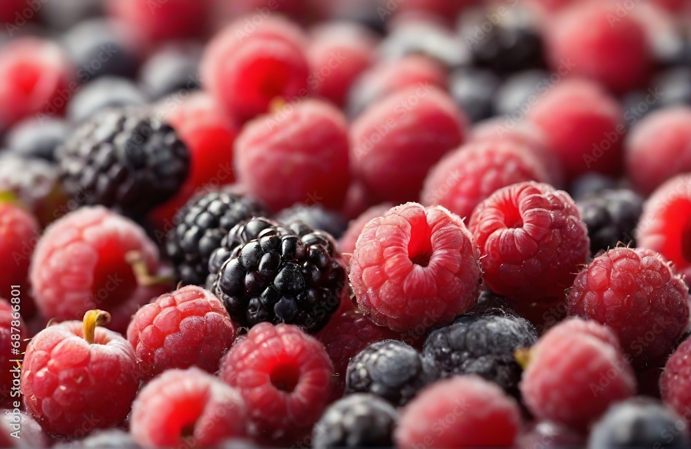 Extreme macro of details on frozen berries. Fresh organic berries harvest. Created with Generative Ai technology. Extreme macro of details on frozen berries. Fresh organic berries harvest. Created with Generative Ai technology.