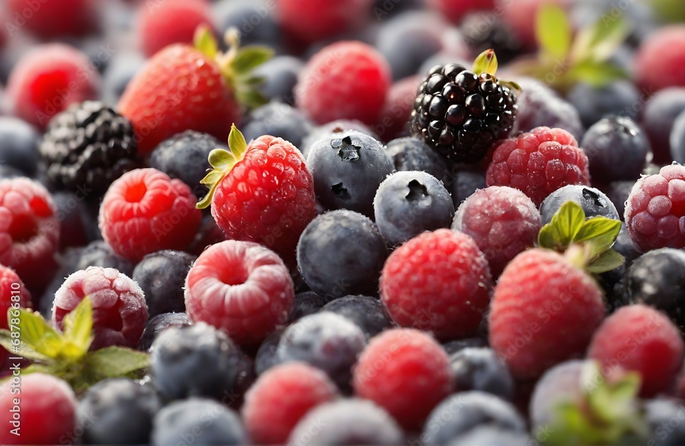 Extreme macro of details on frozen berries. Fresh organic berries harvest. Created with Generative Ai technology. Extreme macro of details on frozen berries. Fresh organic berries harvest. Created with Generative Ai technology.