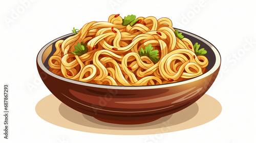 Cute Cartoon Bowl of Noodles