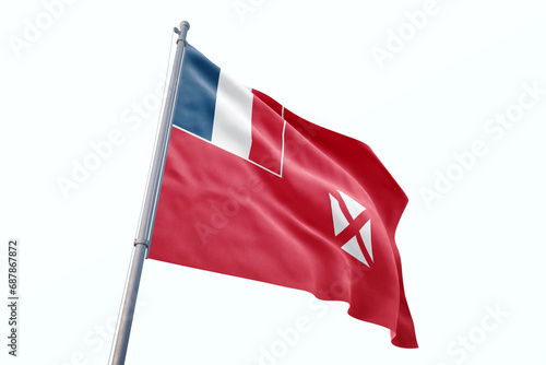 Foto Wallis and Futuna flag waving isolated on white background
