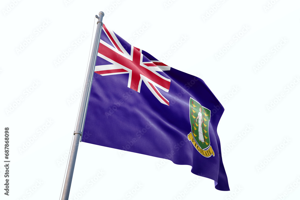 Fototapeta premium British Virgin Islands flag waving isolated on white background