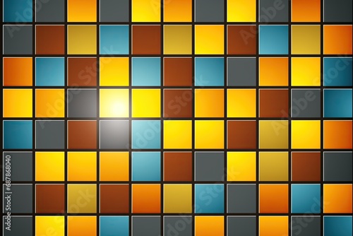 Colorful blocks. Multicolored tiles. Mosaic. Colored glass. Patchwork. Inlay. Tessera. Mosaical work. Tiling. Square. Mosaics. Colour. Stained-glass window. Glass painting. Panel photo